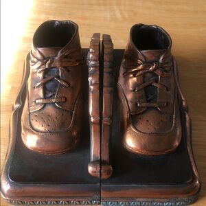 Alice Ames brass baby shoe Vintage-Inspired Brown Shoe Bookends